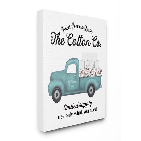 Stupell Industries Toilet Paper Family Bathroom Sign Premium Cotton Truck Canvas Wall Art